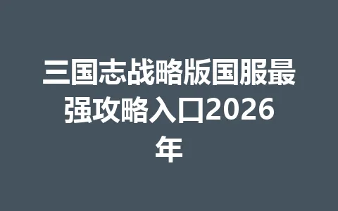 三国志战略版国服最强攻略入口2026年 一