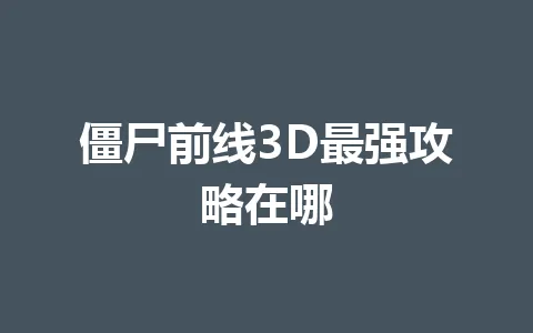 僵尸前线3D最强攻略在哪 一
