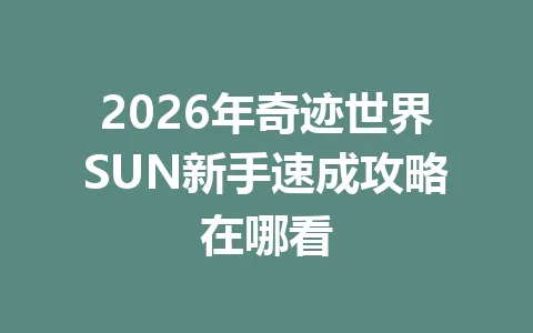 2026年奇迹世界SUN新手速成攻略在哪看 一