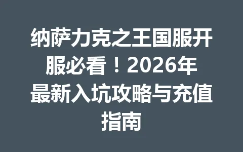 纳萨力克之王国服开服必看！2026年最新入坑攻略与充值指南 一