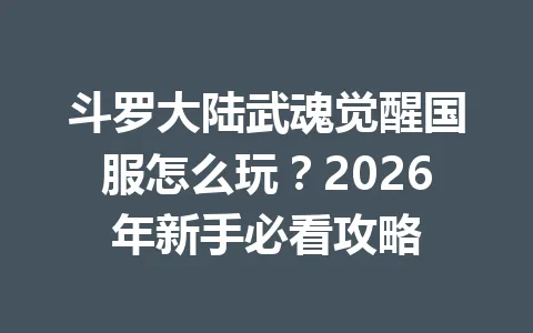 斗罗大陆武魂觉醒国服怎么玩？2026年新手必看攻略 一