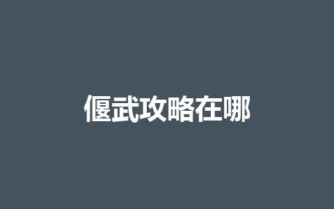偃武攻略在哪 一