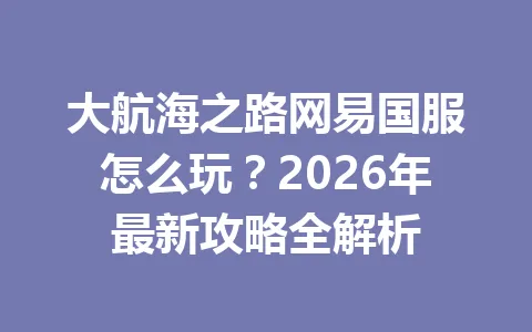 大航海之路网易国服怎么玩?2026年最新攻略全解析 一