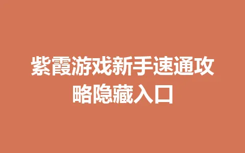 紫霞游戏新手速通攻略隐藏入口 一