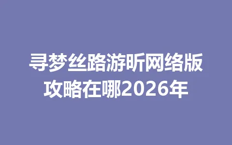 寻梦丝路游昕网络版攻略在哪2026年 一