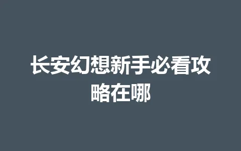 长安幻想新手必看攻略在哪 一
