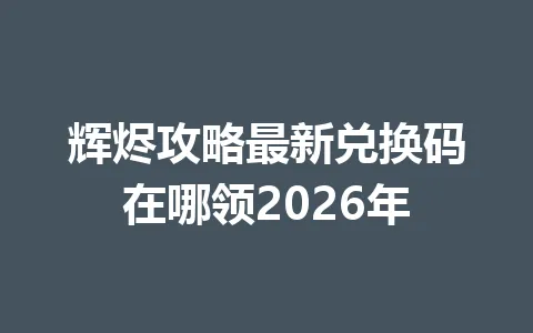 辉烬攻略最新兑换码在哪领2026年 一